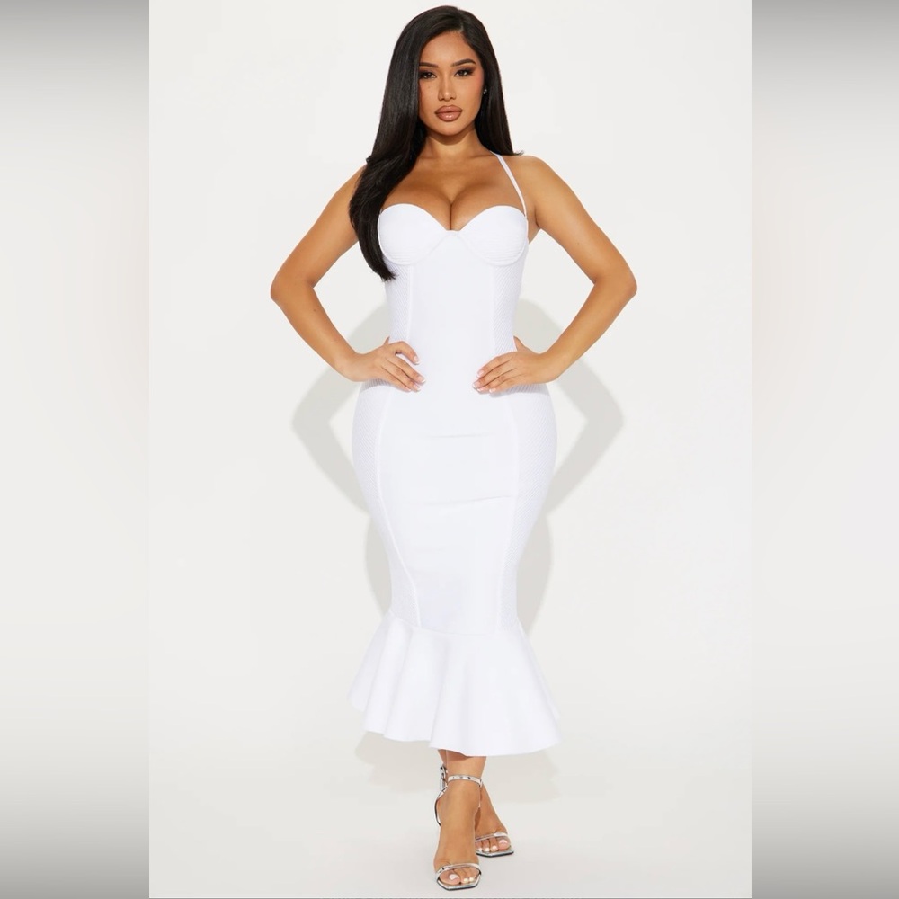 White bandage dress - never worn size L